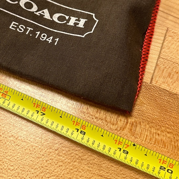 Dark brown Coach light weight canvas dust bag w/red stitching - Picture 4 of 5